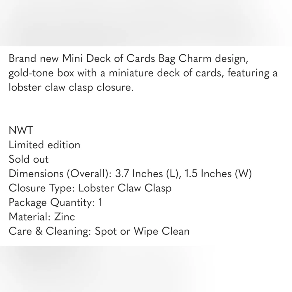 Kate Spade X Target Mini Deck of Cards Bag Charm NWT RARE Limited Edition